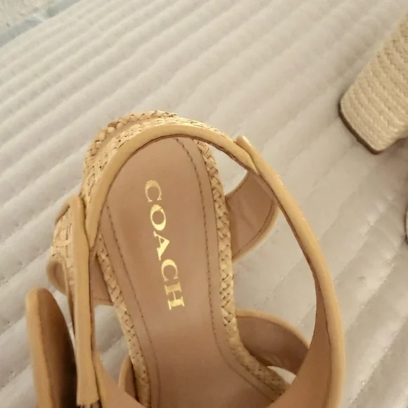 Coach Tan Woven Platform Heels - Picture 4 of 13